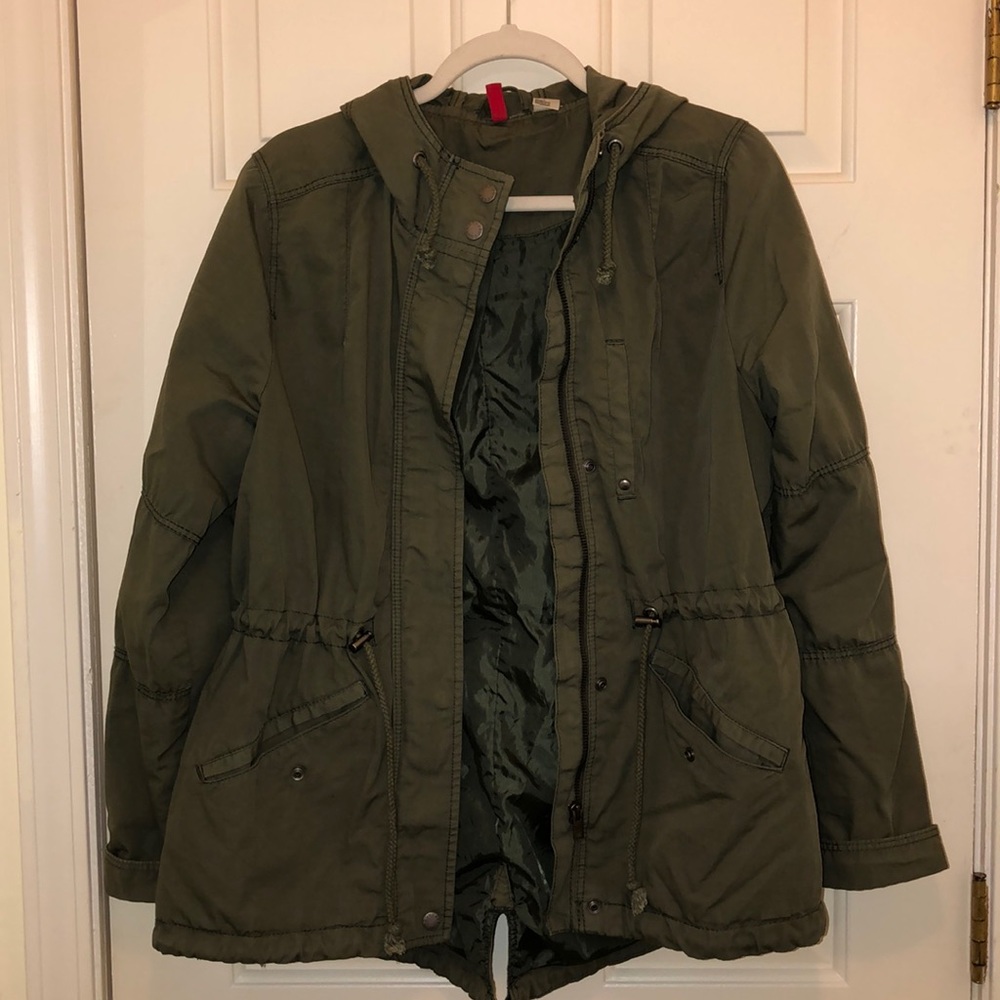 H&M army green short parka